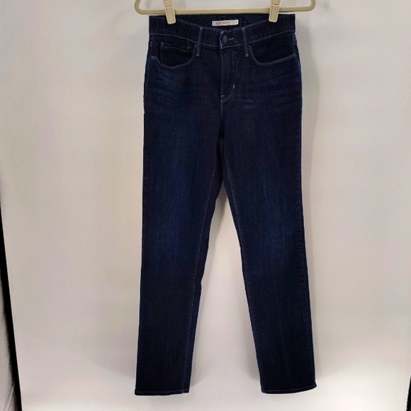 Levi's 525 Perfectly Waist Straight Denim Blue Jeans Size 8 Stretch Waist - Picture 1 of 8